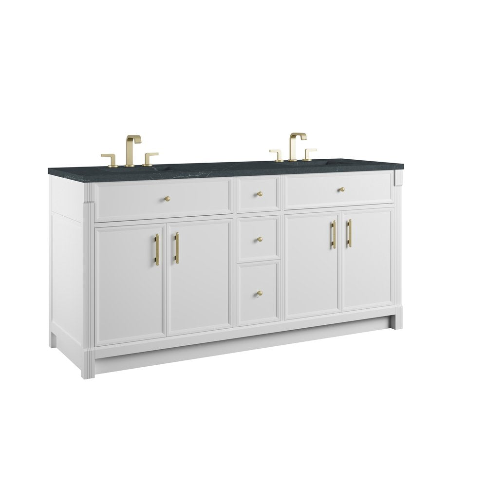 James Martin - Bellshire 72" Double Vanity, Bright White w/ 3 CM Charcoal Soapstone Silestone Top - 660-V72-BW-3CSP view 10