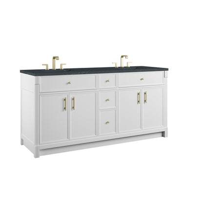 James Martin - Bellshire 72" Double Vanity, Bright White w/ 3 CM Charcoal Soapstone Silestone Top - 660-V72-BW-3CSP view 10
