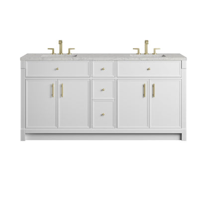 James Martin - Bellshire 72" Double Vanity, Bright White w/ 3 CM Eternal Jasmine Pearl Silestone Top - 660-V72-BW-3EJP view 1