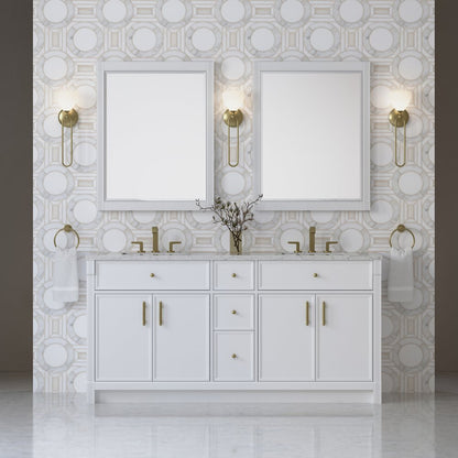 James Martin - Bellshire 72" Double Vanity, Bright White w/ 3 CM Eternal Jasmine Pearl Silestone Top - 660-V72-BW-3EJP view 3