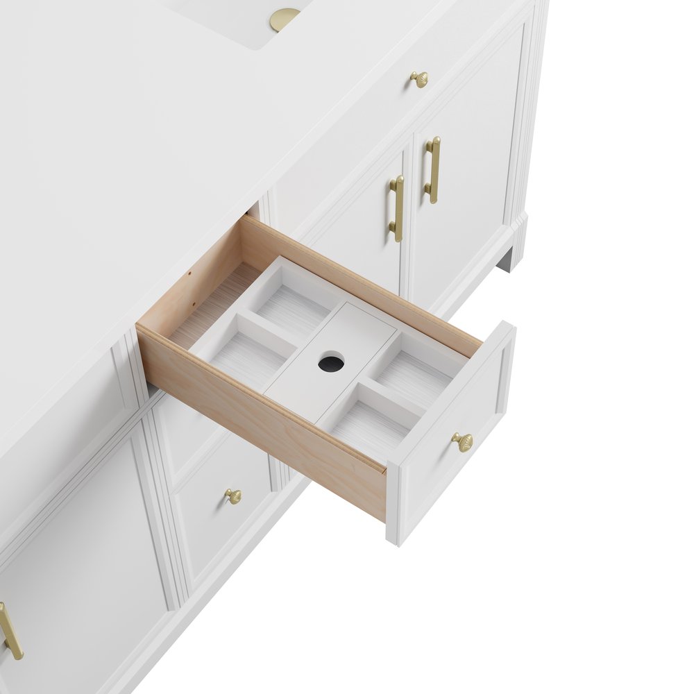 James Martin - Bellshire 72" Double Vanity, Bright White w/ 3 CM Eternal Jasmine Pearl Silestone Top - 660-V72-BW-3EJP view 14