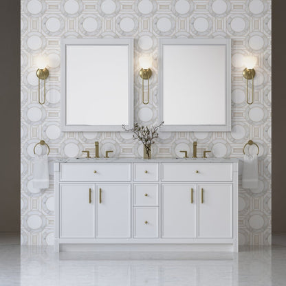 James Martin - Bellshire 72" Double Vanity, Bright White w/ 3 CM Ethereal Noctis Silestone Top - 660-V72-BW-3ENC view 3