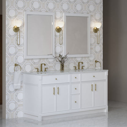 James Martin - Bellshire 72" Double Vanity, Bright White w/ 3 CM Ethereal Noctis Silestone Top - 660-V72-BW-3ENC view 4