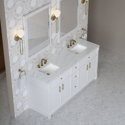 James Martin - Bellshire 72" Double Vanity, Bright White w/ 3 CM Ethereal Noctis Silestone Top - 660-V72-BW-3ENC view 7