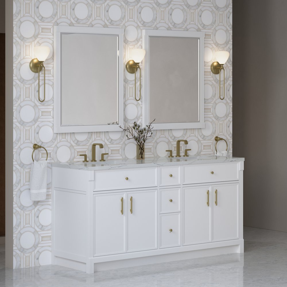 James Martin - Bellshire 72" Double Vanity, Bright White w/ 3 CM Ethereal Noctis Silestone Top w/FreePower Wireless Charger - 660-V72-BW-FENC view 4