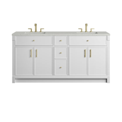 James Martin - Bellshire 72" Double Vanity, Bright White w/ 3 CM Lime Delight Silestone Top - 660-V72-BW-3LDL view 1