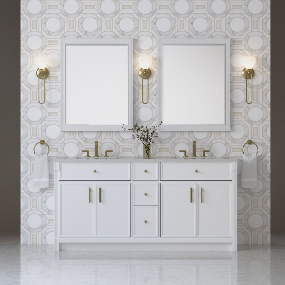 James Martin - Bellshire 72" Double Vanity, Bright White w/ 3 CM Lime Delight Silestone Top - 660-V72-BW-3LDL view 3