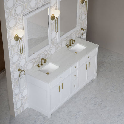 James Martin - Bellshire 72" Double Vanity, Bright White w/ 3 CM Lime Delight Silestone Top - 660-V72-BW-3LDL view 7