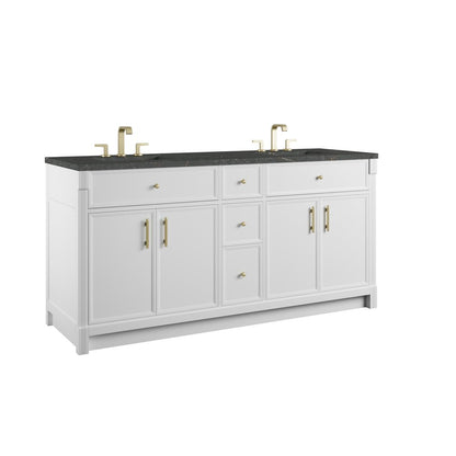James Martin - Bellshire 72" Double Vanity, Bright White w/ 3 CM Parisien Bleu Silestone Top - 660-V72-BW-3PBL view 7