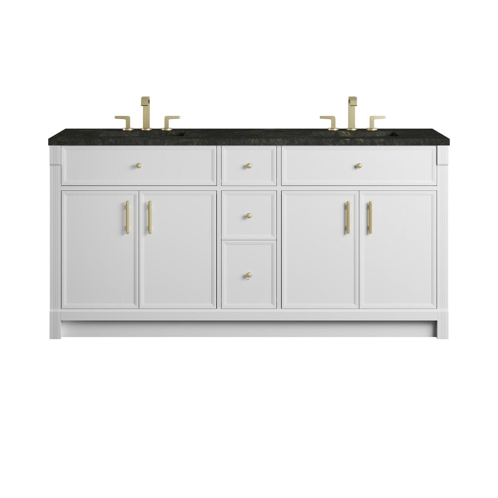 James Martin - Bellshire 72" Double Vanity, Bright White w/ 3 CM Phantome Eclos Top - 660-V72-BW-3PHT view 1