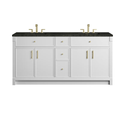 James Martin - Bellshire 72" Double Vanity, Bright White w/ 3 CM Phantome Eclos Top - 660-V72-BW-3PHT view 1