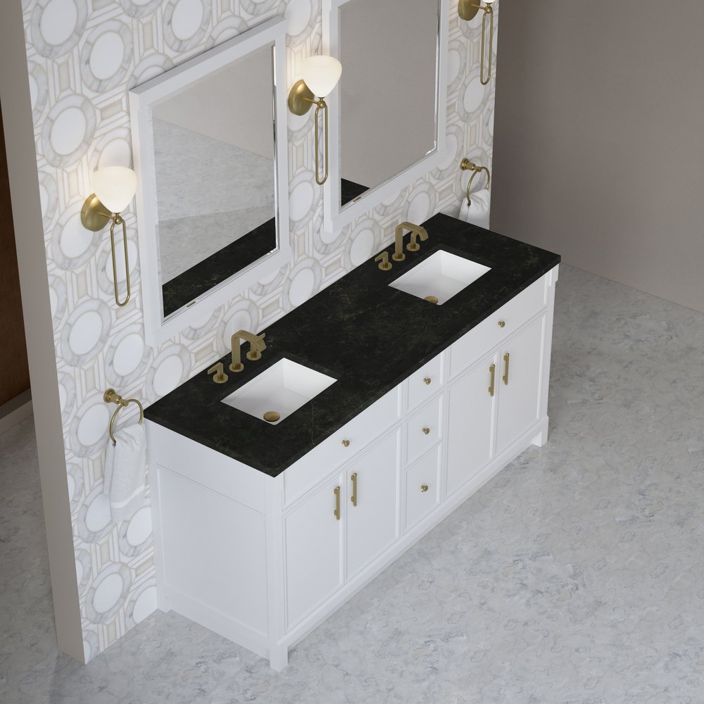 James Martin - Bellshire 72" Double Vanity, Bright White w/ 3 CM Phantome Eclos Top - 660-V72-BW-3PHT view 4