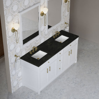 James Martin - Bellshire 72" Double Vanity, Bright White w/ 3 CM Phantome Eclos Top - 660-V72-BW-3PHT view 4