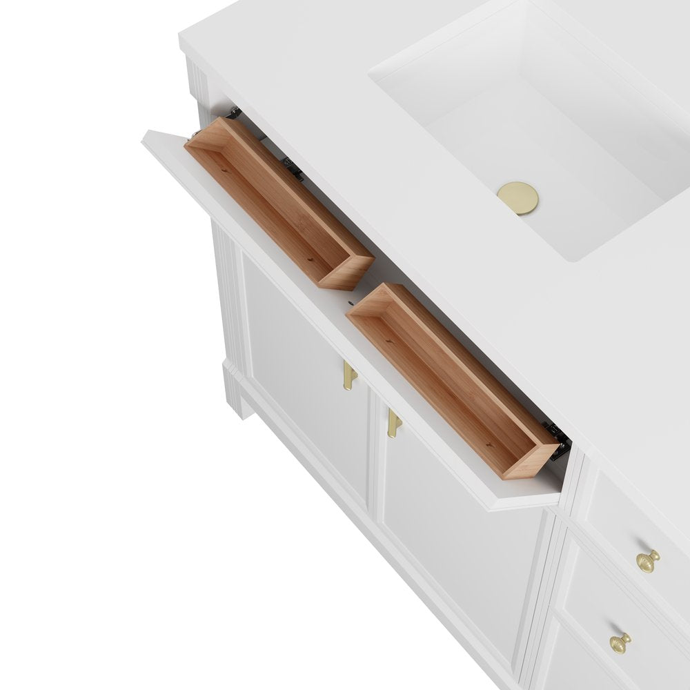 James Martin - Bellshire 72" Double Vanity, Bright White w/ 3 CM Phantome Eclos Top - 660-V72-BW-3PHT view 12