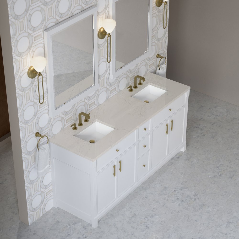 James Martin - Bellshire 72" Double Vanity, Bright White w/ 3 CM Siberian Silestone Top - 660-V72-BW-3SFR view 4
