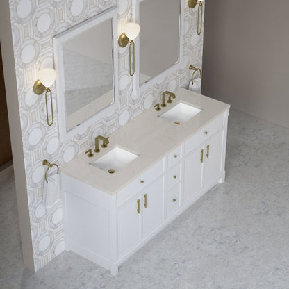 James Martin - Bellshire 72" Double Vanity, Bright White w/ 3 CM Siberian Silestone Top - 660-V72-BW-3SFR view 4