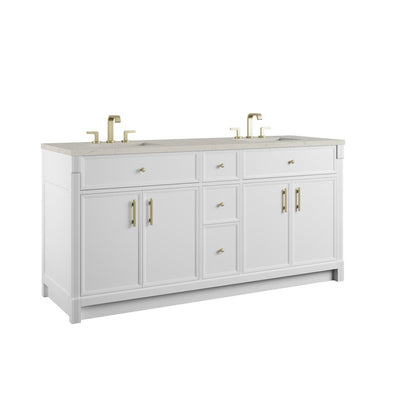 James Martin - Bellshire 72" Double Vanity, Bright White w/ 3 CM Siberian Silestone Top - 660-V72-BW-3SFR view 7