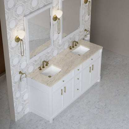 James Martin - Bellshire 72" Double Vanity, Bright White w/ 3 CM Tajnar Eclos Top - 660-V72-BW-3TJR view 7