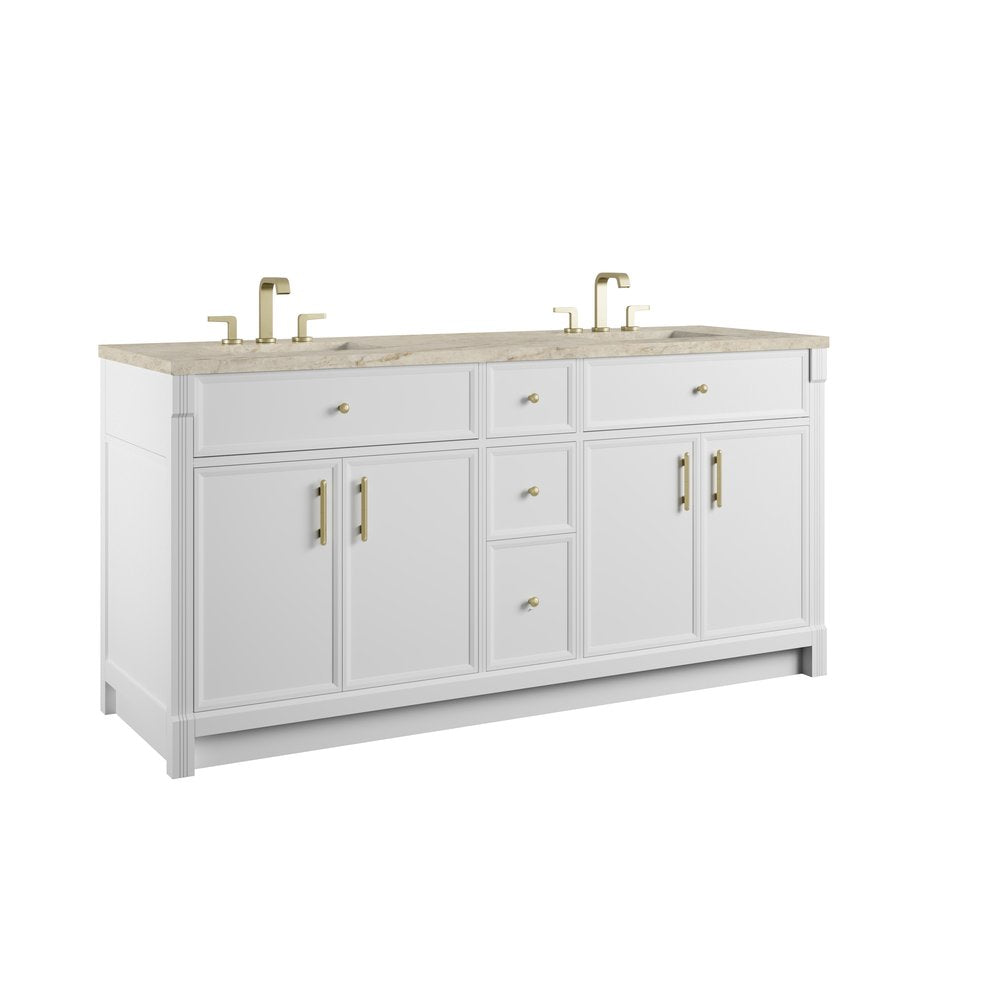 James Martin - Bellshire 72" Double Vanity, Bright White w/ 3 CM Tajnar Eclos Top - 660-V72-BW-3TJR view 10