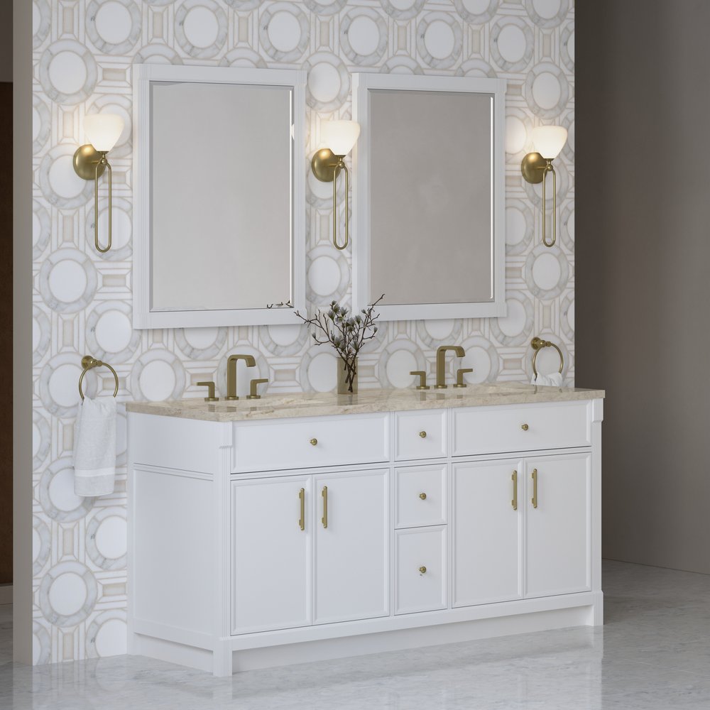 James Martin - Bellshire 72" Double Vanity, Bright White w/ 3 CM Tajnar Eclos Top w/FreePower Wireless Charger - 660-V72-BW-FTJR view 4