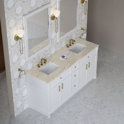 James Martin - Bellshire 72" Double Vanity, Bright White w/ 3 CM Tajnar Eclos Top w/FreePower Wireless Charger - 660-V72-BW-FTJR view 7