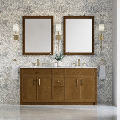 James Martin - Bellshire 72" Double Vanity, Honey Oak w/ 3 CM Carrara Marble Top - 660-V72-HNO-3CAR view 3