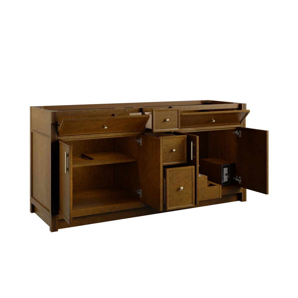 James Martin - Bellshire 72" Double Vanity, Honey Oak w/ 3 CM Carrara Marble Top - 660-V72-HNO-3CAR view 8