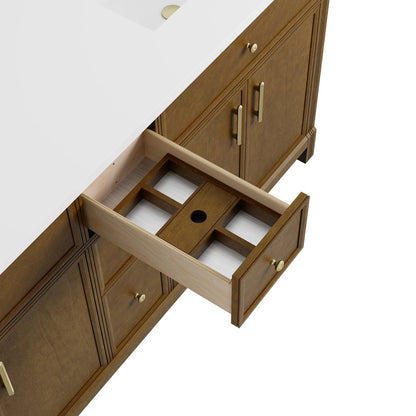 James Martin - Bellshire 72" Double Vanity, Honey Oak w/ 3 CM Carrara Marble Top - 660-V72-HNO-3CAR view 15