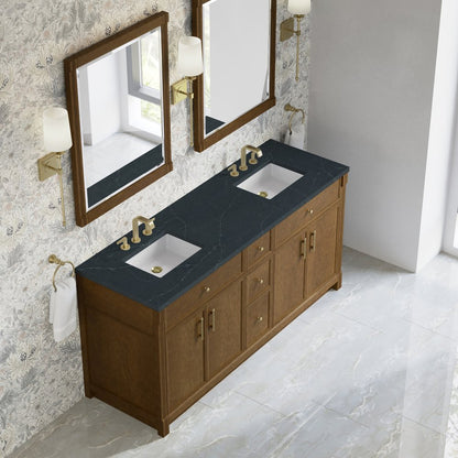 James Martin - Bellshire 72" Double Vanity, Honey Oak w/ 3 CM Charcoal Soapstone Silestone Top - 660-V72-HNO-3CSP view 7