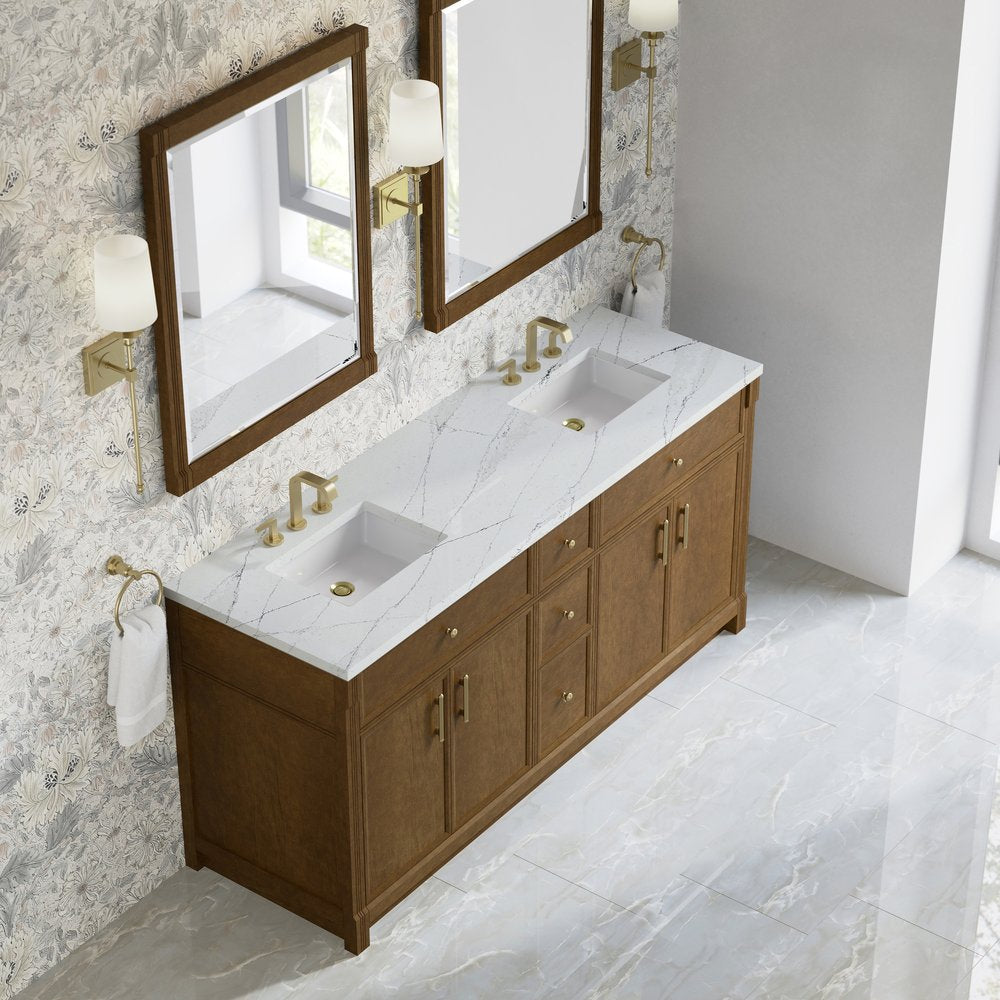 James Martin - Bellshire 72" Double Vanity, Honey Oak w/ 3 CM Ethereal Noctis Silestone Top - 660-V72-HNO-3ENC view 7