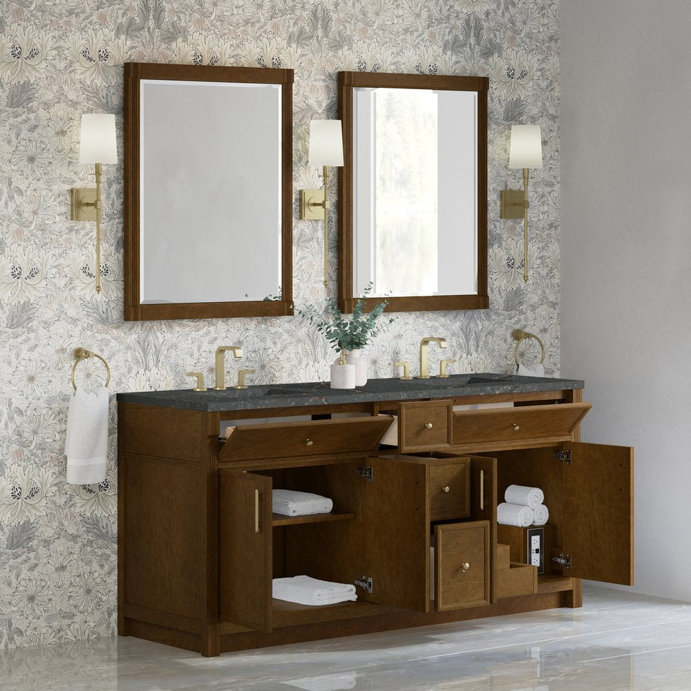 James Martin - Bellshire 72" Double Vanity, Honey Oak w/ 3 CM Parisien Bleu Silestone Top - 660-V72-HNO-3PBL view 5