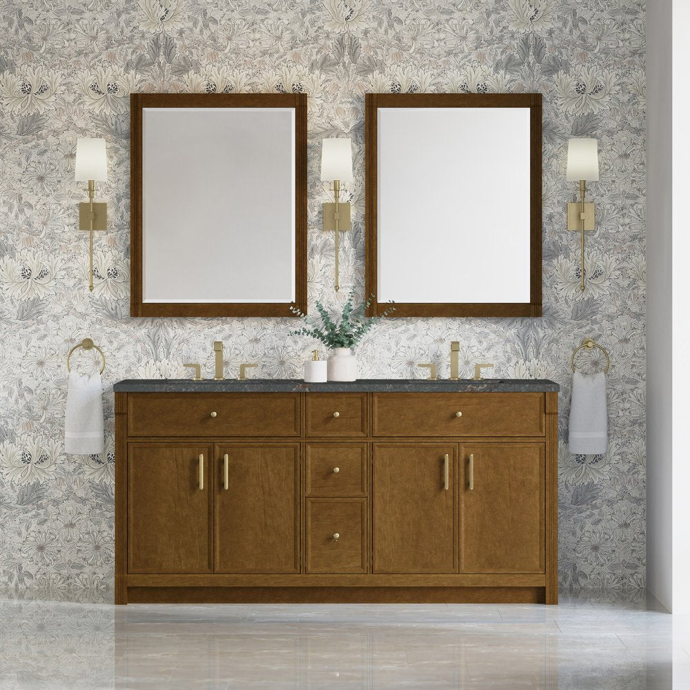James Martin - Bellshire 72" Double Vanity, Honey Oak w/ 3 CM Parisien Bleu Silestone Top w/FreePower Wireless Charger - 660-V72-HNO-FPBL view 3