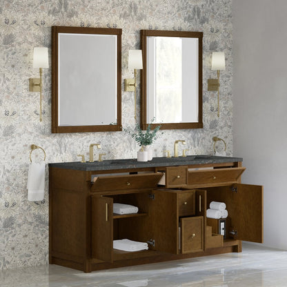 James Martin - Bellshire 72" Double Vanity, Honey Oak w/ 3 CM Parisien Bleu Silestone Top w/FreePower Wireless Charger - 660-V72-HNO-FPBL view 5