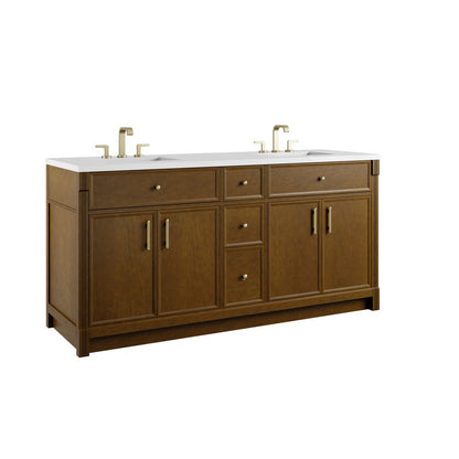 James Martin - Bellshire 72" Double Vanity, Honey Oak w/ 3 CM Parisien Bleu Silestone Top w/FreePower Wireless Charger - 660-V72-HNO-FPBL view 10