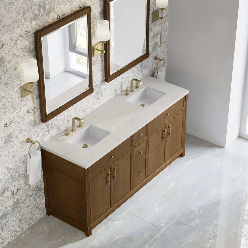 James Martin - Bellshire 72" Double Vanity, Honey Oak w/ 3 CM Siberian Silestone Top - 660-V72-HNO-3SFR view 7
