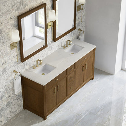 James Martin - Bellshire 72" Double Vanity, Honey Oak w/ 3 CM Siberian Silestone Top - 660-V72-HNO-3SFR view 7