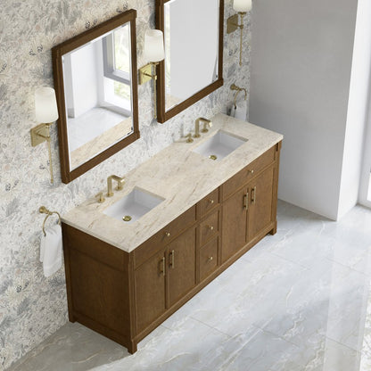 James Martin - Bellshire 72" Double Vanity, Honey Oak w/ 3 CM Tajnar Eclos Top - 660-V72-HNO-3TJR view 7