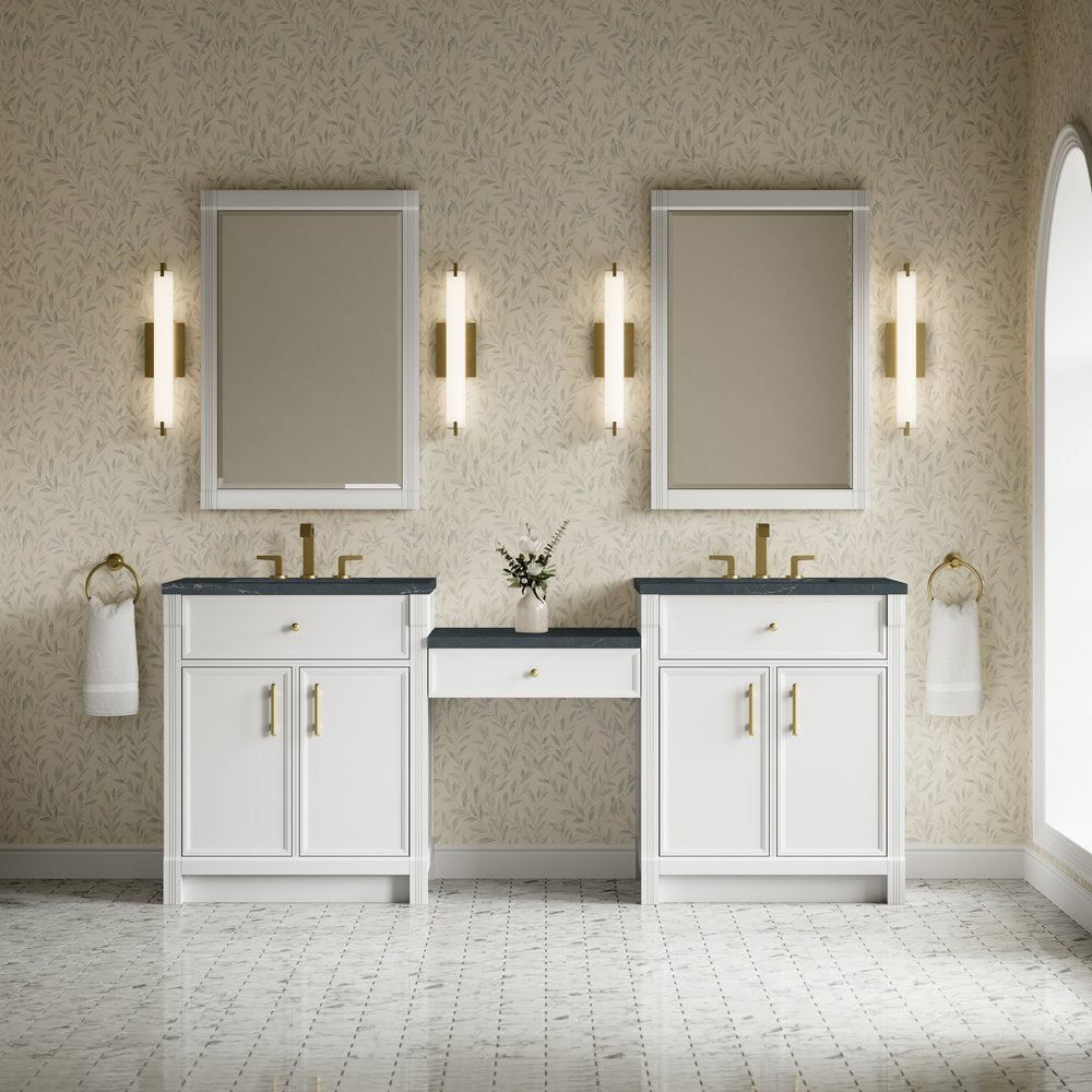 James Martin - Bellshire 84" Dual Vanity Set with 24" Make-Up Counter, Bright White w/3 cm Charcoal Soapstone Silestone Top - 660-VMC84-BW-3CSP view 2