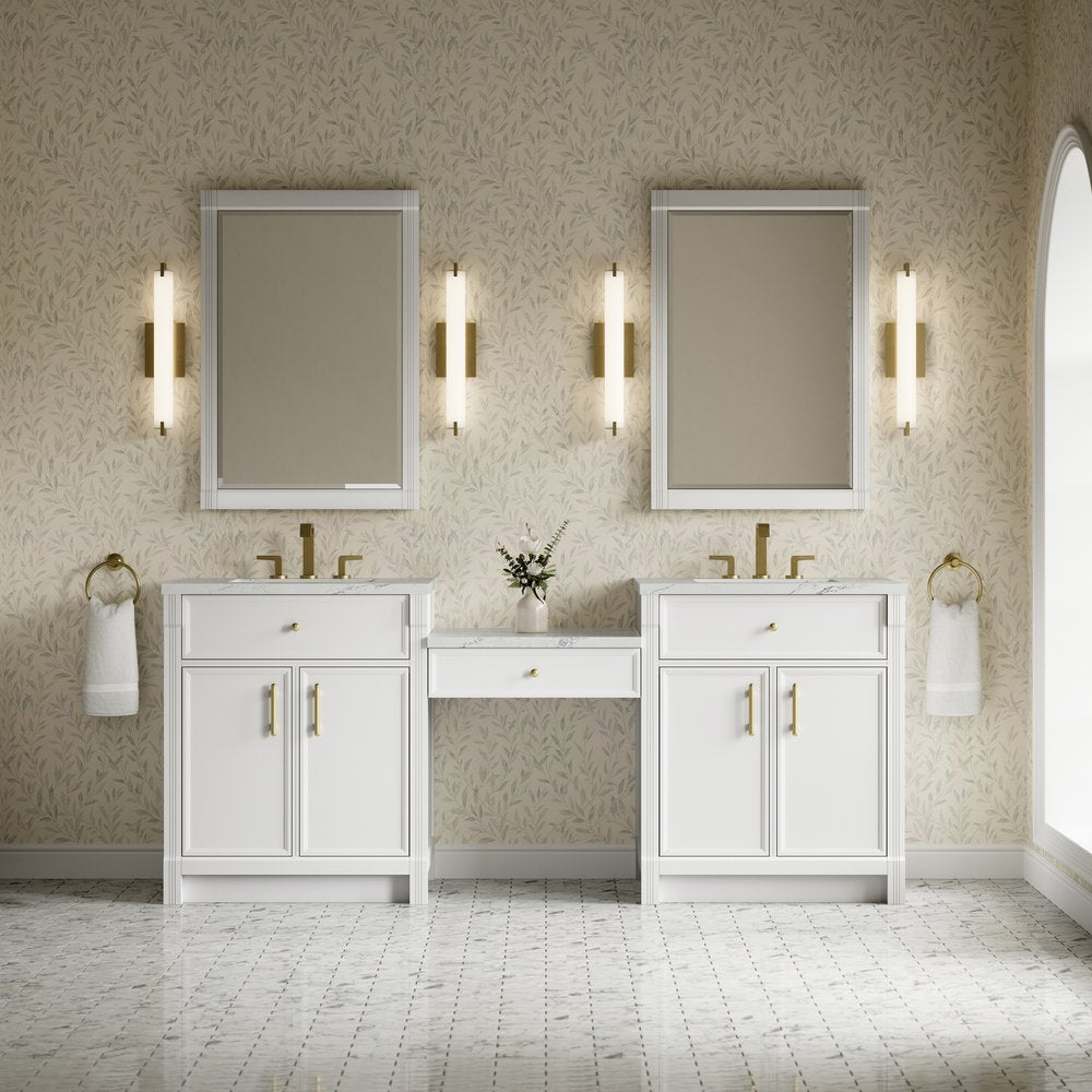 James Martin - Bellshire 84" Dual Vanity Set with 24" Make-Up Counter, Bright White w/3 cm Ethereal Noctis Silestone Top - 660-VMC84-BW-3ENC view 2