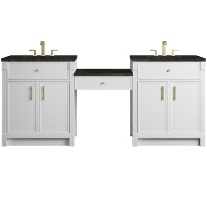 James Martin - Bellshire 84" Dual Vanity Set with 24" Make-Up Counter, Bright White w/3 cm Phantome Eclos Top - 660-VMC84-BW-3PHT view 1