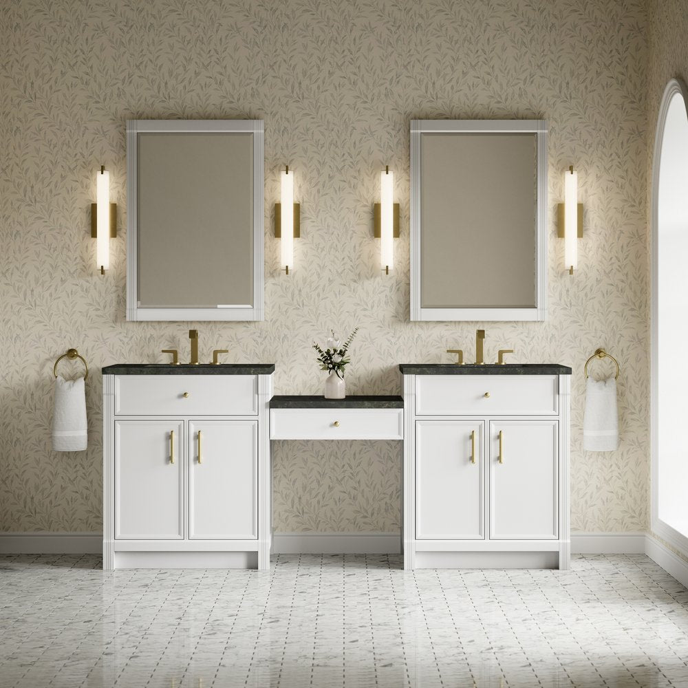 James Martin - Bellshire 84" Dual Vanity Set with 24" Make-Up Counter, Bright White w/3 cm Phantome Eclos Top - 660-VMC84-BW-3PHT view 2