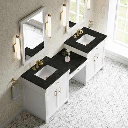 James Martin - Bellshire 84" Dual Vanity Set with 24" Make-Up Counter, Bright White w/3 cm Phantome Eclos Top - 660-VMC84-BW-3PHT view 4