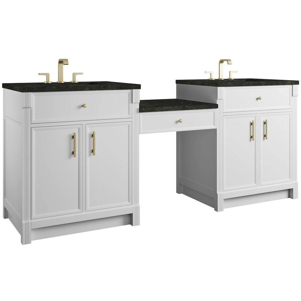 James Martin - Bellshire 84" Dual Vanity Set with 24" Make-Up Counter, Bright White w/3 cm Phantome Eclos Top - 660-VMC84-BW-3PHT view 5
