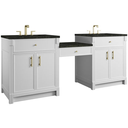 James Martin - Bellshire 84" Dual Vanity Set with 24" Make-Up Counter, Bright White w/3 cm Phantome Eclos Top - 660-VMC84-BW-3PHT view 5