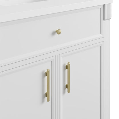 James Martin - Bellshire 84" Dual Vanity Set with 24" Make-Up Counter, Bright White w/3 cm Phantome Eclos Top - 660-VMC84-BW-3PHT view 6