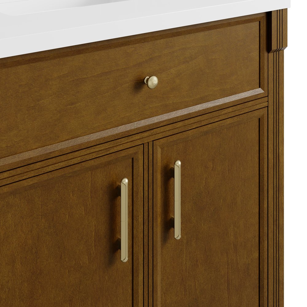 James Martin - Bellshire 84" Dual Vanity Set with 24" Make-Up Counter, Honey Oak w/3 cm Parisien Bleu Silestone Top - 660-VMC84-HNO-3PBL view 6