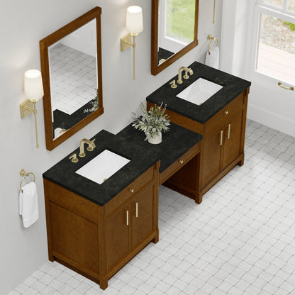 James Martin - Bellshire 84" Dual Vanity Set with 24" Make-Up Counter, Honey Oak w/3 cm Phantome Eclos Top - 660-VMC84-HNO-3PHT view 4