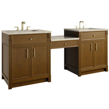 James Martin - Bellshire 84" Dual Vanity Set with 24" Make-Up Counter, Honey Oak w/3 cm Tajnar Eclos Top - 660-VMC84-HNO-3TJR view 5