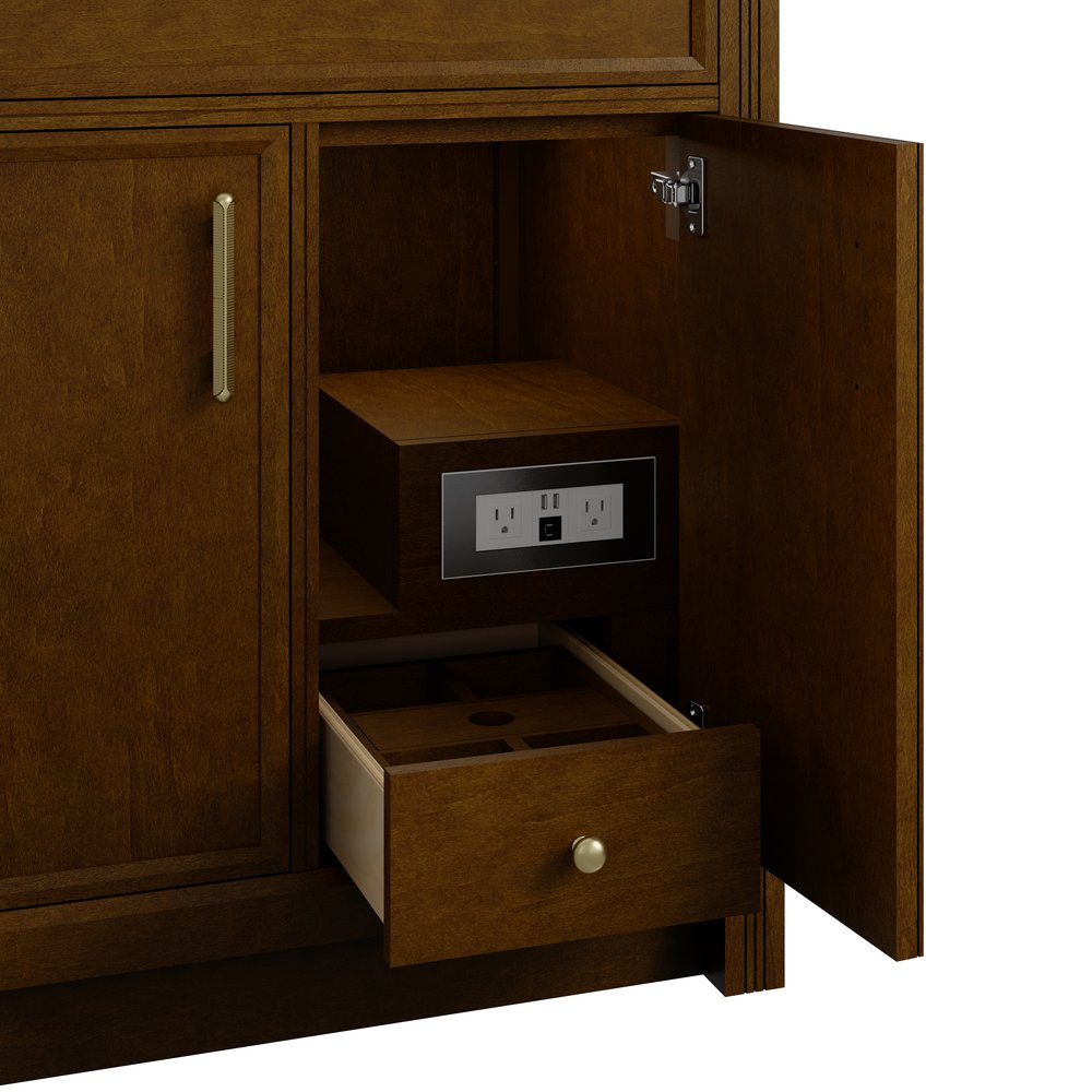 James Martin - Bellshire 84" Dual Vanity Set with 24" Make-Up Counter, Honey Oak w/3 cm Tajnar Eclos Top - 660-VMC84-HNO-3TJR view 8