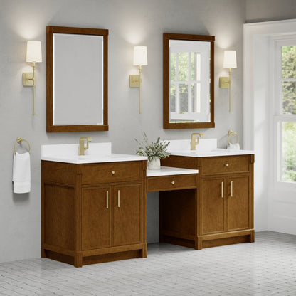 James Martin - Bellshire 84" Dual Vanity Set with 24" Make-Up Counter, Honey Oak w/Single Hole 3 cm White Zeus Silestone Top & Backsplash - 660-VMC84-HNO-1WZ view 3